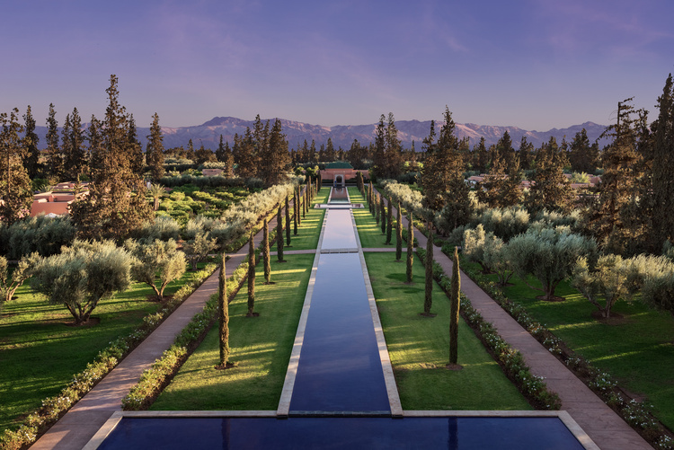 The Oberoi Marrakech gardens and reflecting pool